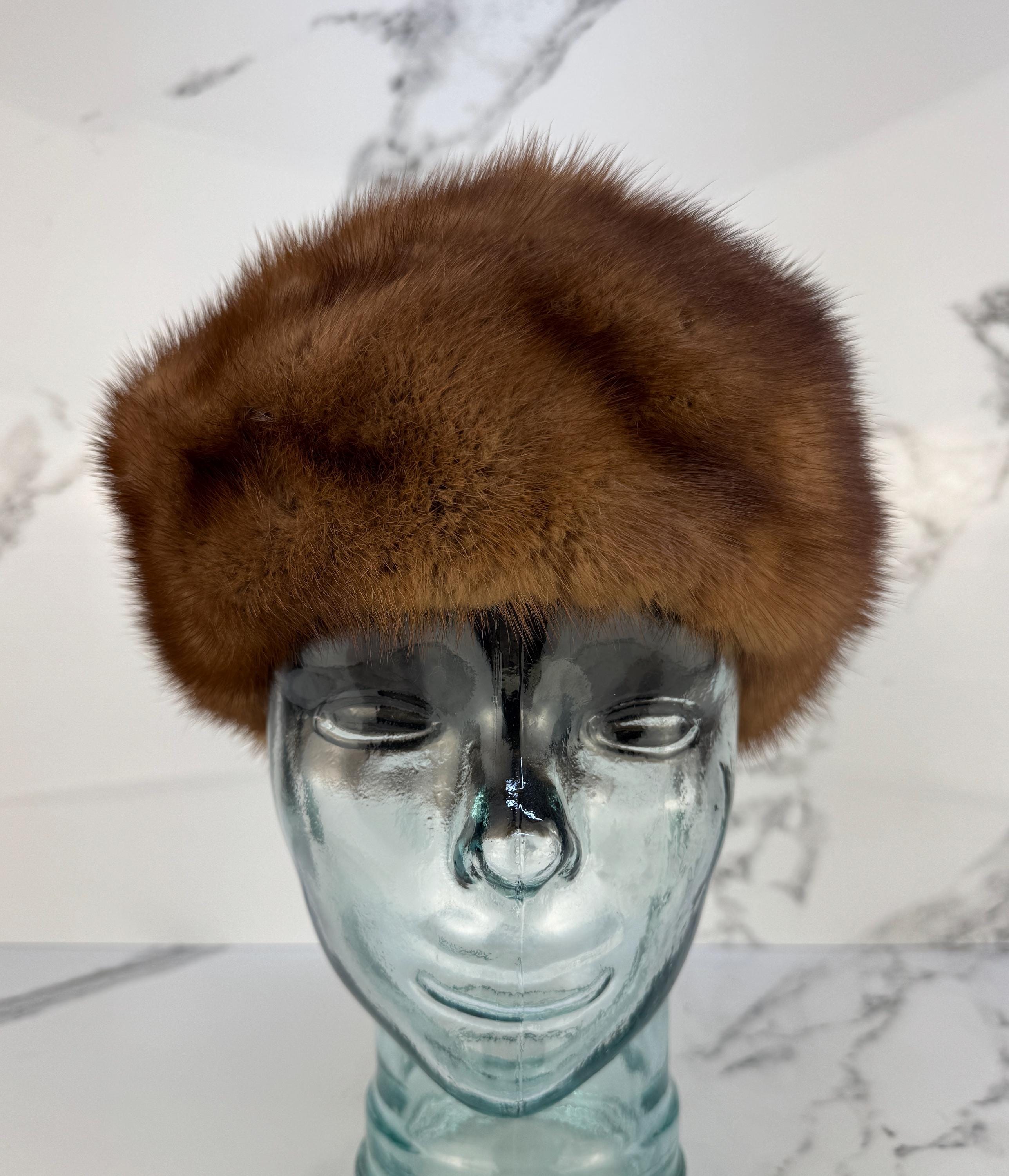 Vintage Yudofsky Furs Womens Brown Mink Fur Hat Mink Fur Hat with Fox Fur Trim – Henig Furs main image 3