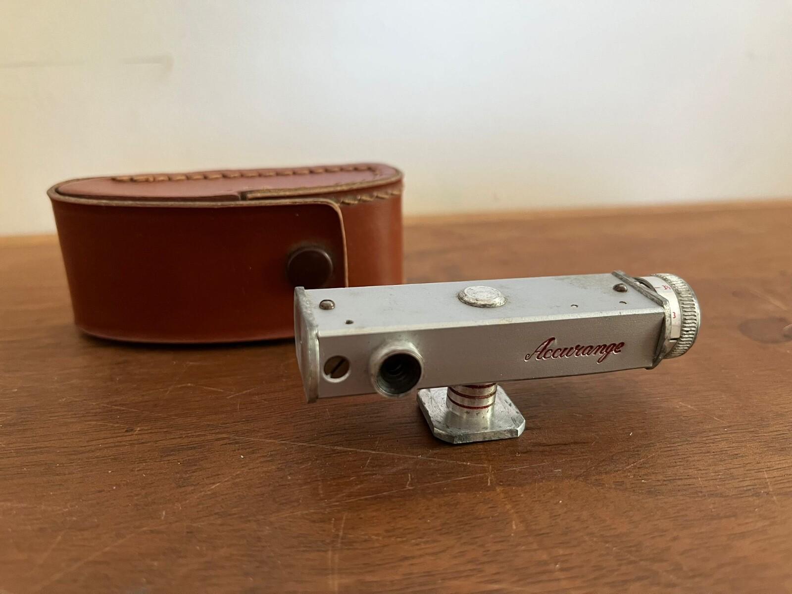 Vintage Accurange Optical Rangefinder Shoe Mount 35mm Cameras with Leather Case