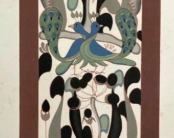No 5 Peacock Design - Original Chinese China Woodblock Print Dunhuang Cave Mural