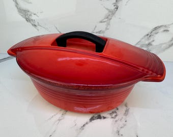 Rare Vintage Le Creuset Enzo Mari Mama Red Cerise Oval Casserole Dish Dutch Oven