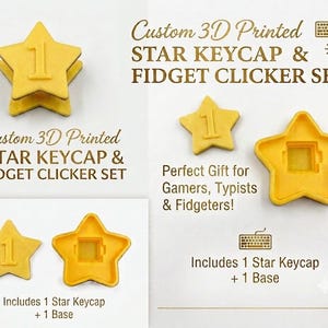 Custom Star Clicker & Keycap Set | Mechanical Keyboard Fidget Toy | Cute Desk Accessory | Gift for Gamers | STL 3MF | number 0-9