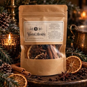 Yule Simmer Pot Blend, Winter Solstice Stovetop Potpourri with Dried Orange, Spiced Apple, Cinnamon, Rosemary & Pinecones, Witch Gift