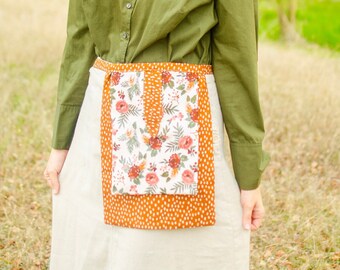 TIE-ON POCKET, Double Pocket, Fall Floral, Autumn, Flowers, Prairie pocket, Handmade pocket