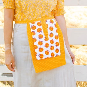 TIE-ON POCKET, Double Pocket, Fall Pumpkin, Autumn, Prairie pocket, Handmade pocket