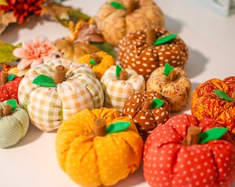 FABRIC PUMPKIN, Fall Decoration, Pin Cushion, Stuffed Pumpkin, Handmade