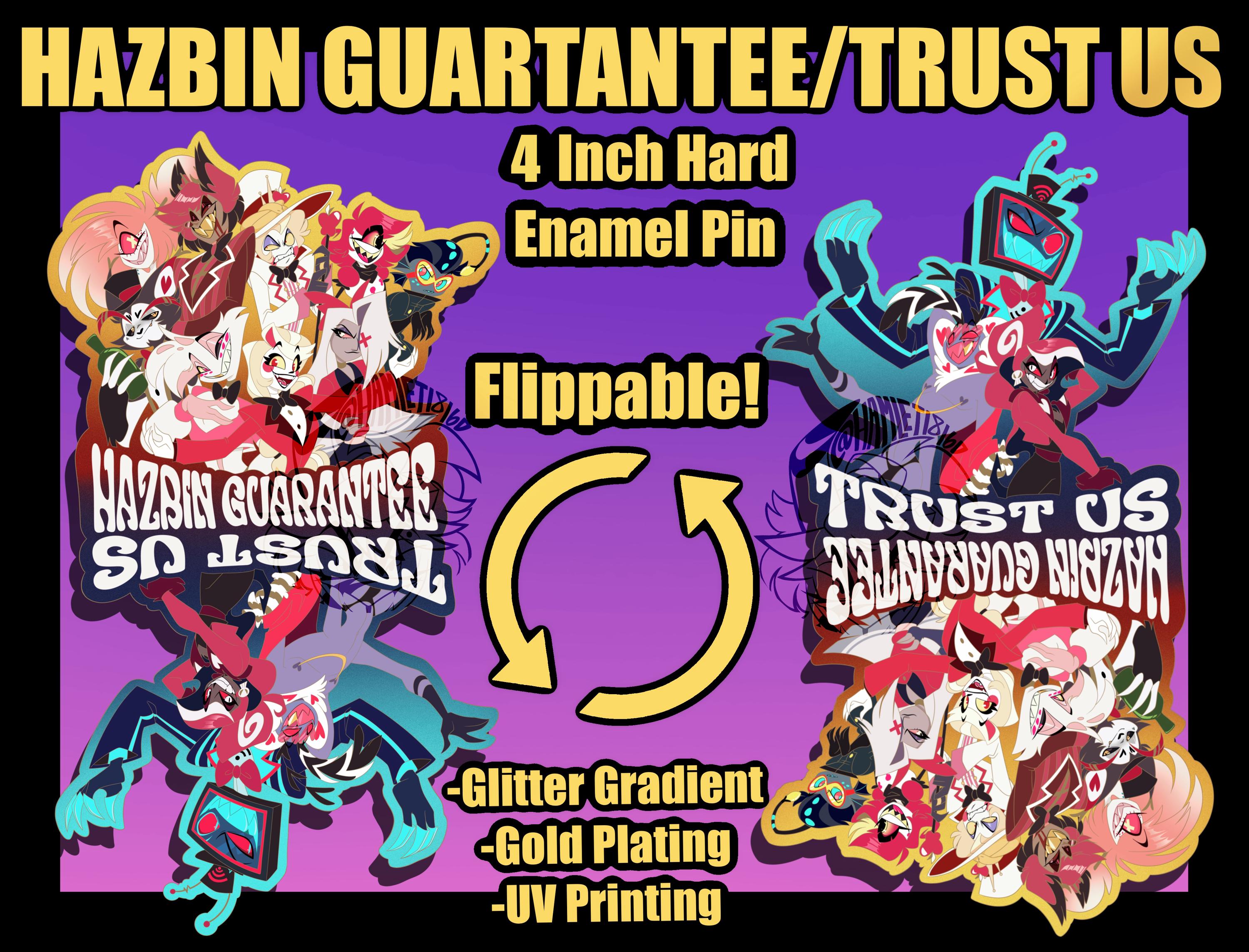 Hazbin Guarantee/trust Us 4 Inch Hard Enamel Pin Hazbin Hotel