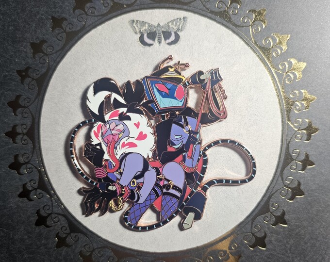 Staticmoth Chains and Whips Hard Enamel Pin Hazbin Hotel Vox and ...