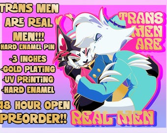 Gli uomini trans sono veri uomini!! Spilla smaltata HuskerDust Hazbin Hotel PREORDINE