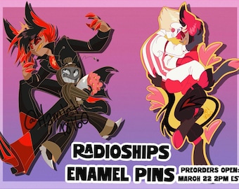 Broches de esmalte do Hazbin Hotel da RadioShops (PRÉ-VENDA)