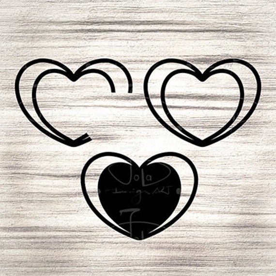 Double Heart Clip Art Black And White