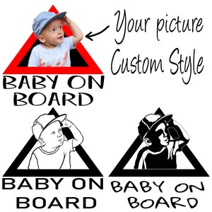 Personalised Baby on Board Sticker - Custom Vinyl Decal for Car Window or Bumper available in multiple designs