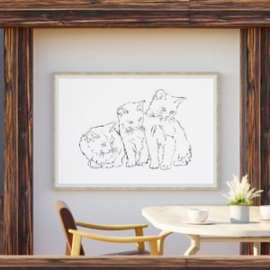 Custom Line Drawing, Pet Portrait, Minimalist Art Print, Drawing From Photo, Cat Wall Decor, Personalized Gifts, Animal Wall Art