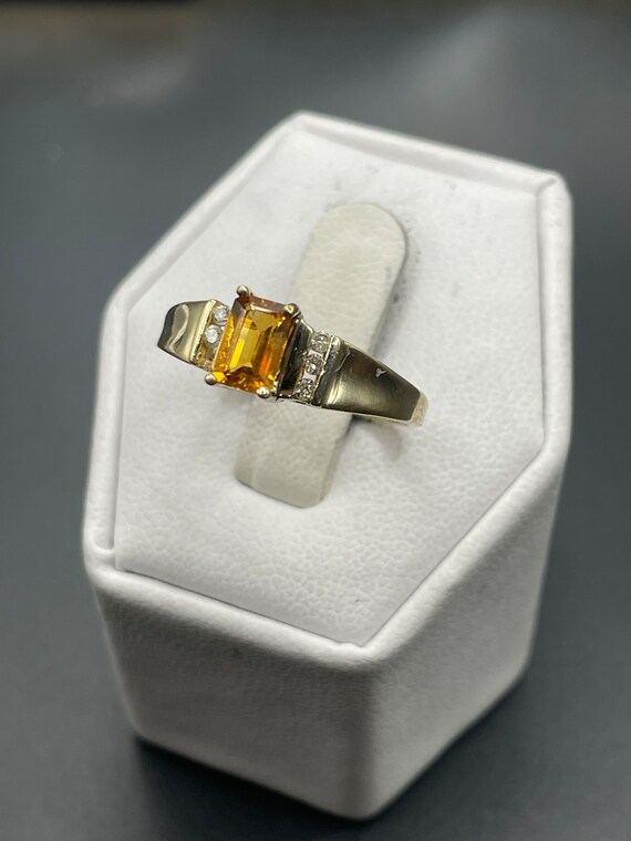 10 karat vintage, citrine and diamond ring - image 1