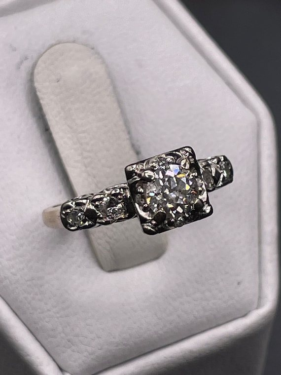 Antique one carat European cut diamond engagement… - image 2