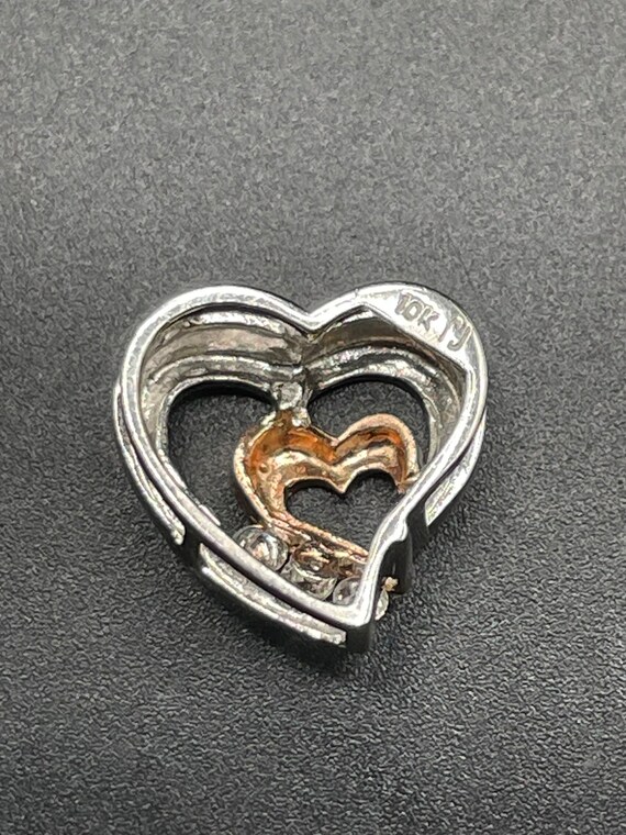 10 karat vintage, diamond heart, pendant, rose an… - image 7
