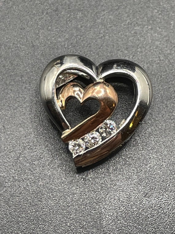 10 karat vintage, diamond heart, pendant, rose an… - image 3