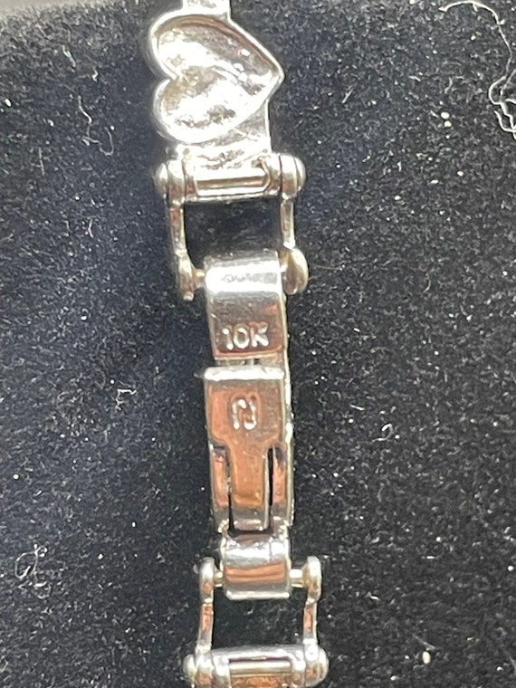 Antique diamond heart bracelet 7 inches 10 karat … - image 5
