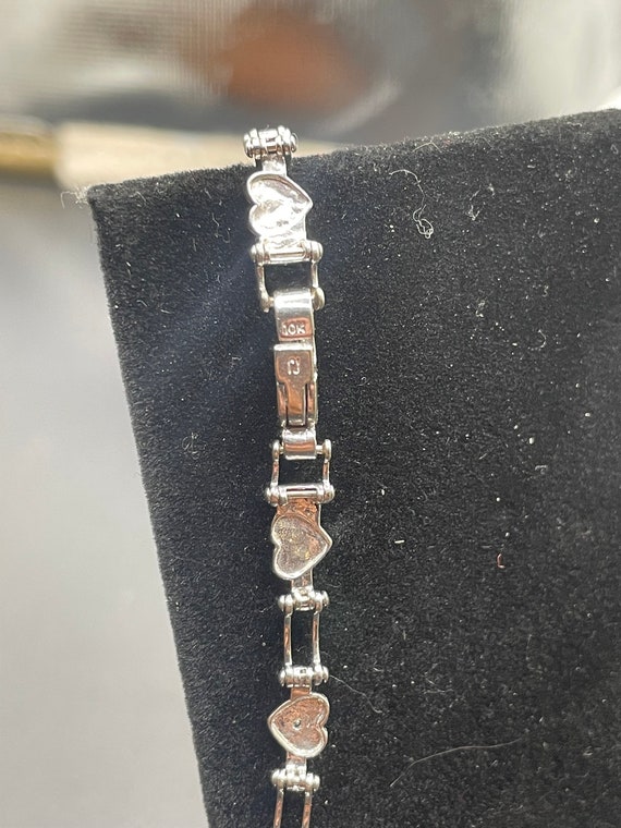 Antique diamond heart bracelet 7 inches 10 karat … - image 4