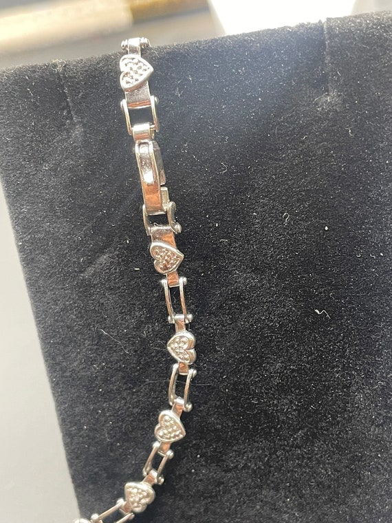 Antique diamond heart bracelet 7 inches 10 karat … - image 3