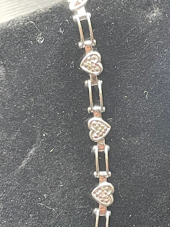 Antique diamond heart bracelet 7 inches 10 karat … - image 6