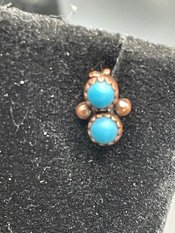 Antique turquoise native American earrings 14 kar… - image 4