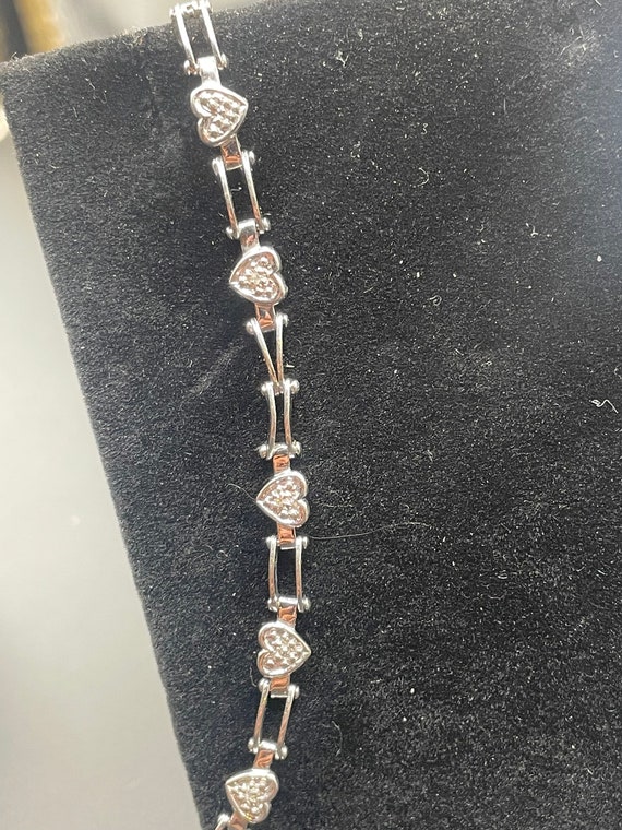 Antique diamond heart bracelet 7 inches 10 karat … - image 1