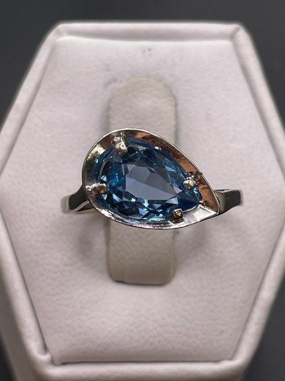 Antique art Novo, London blue topaz ring 10 karat 
