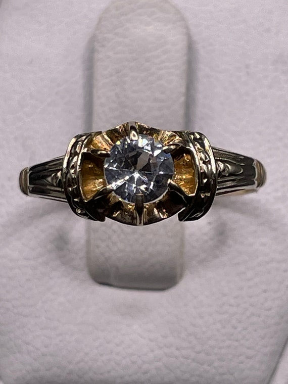 14kt victorian, antique 3/4ct mine cut diamond rin