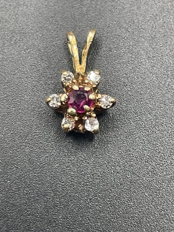 Antique ruby and diamond pendant 14 karat yellow … - image 2