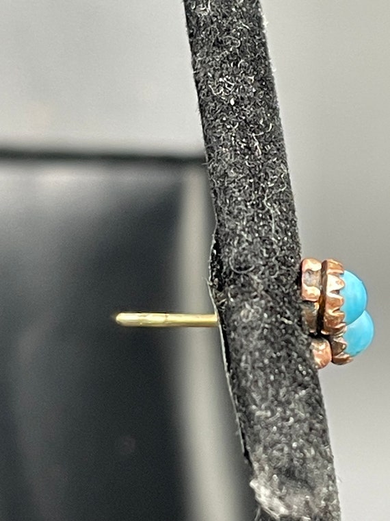 Antique turquoise native American earrings 14 kar… - image 6