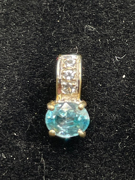 14 karat vintage, topaz and diamond pendant