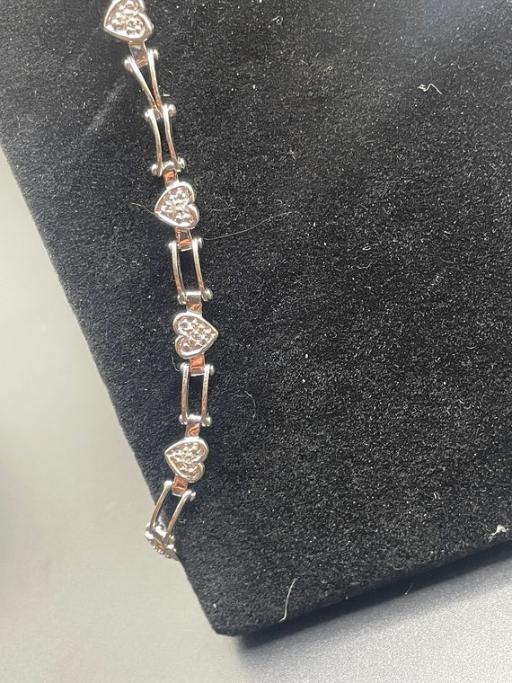 Antique diamond heart bracelet 7 inches 10 karat … - image 2