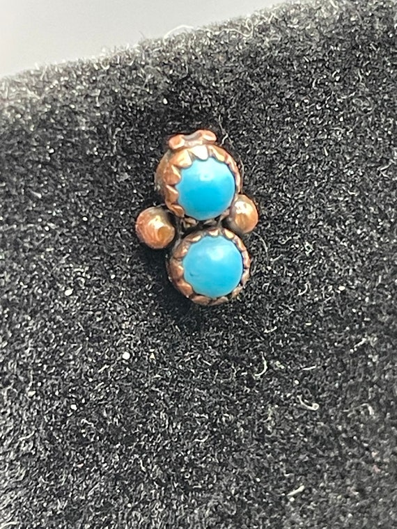 Antique turquoise native American earrings 14 kar… - image 5