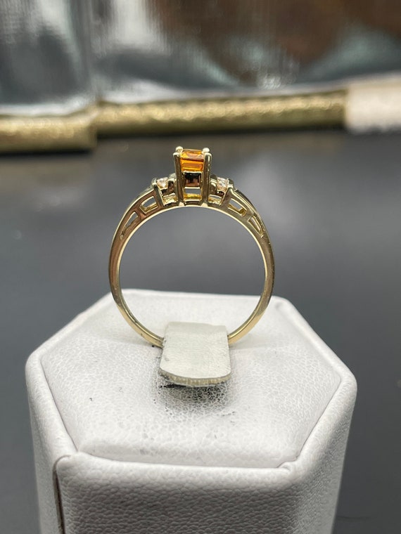 10 karat vintage, citrine and diamond ring - image 4