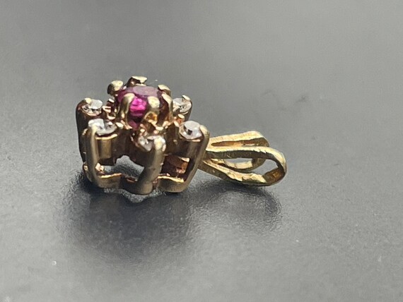 Antique ruby and diamond pendant 14 karat yellow … - image 3