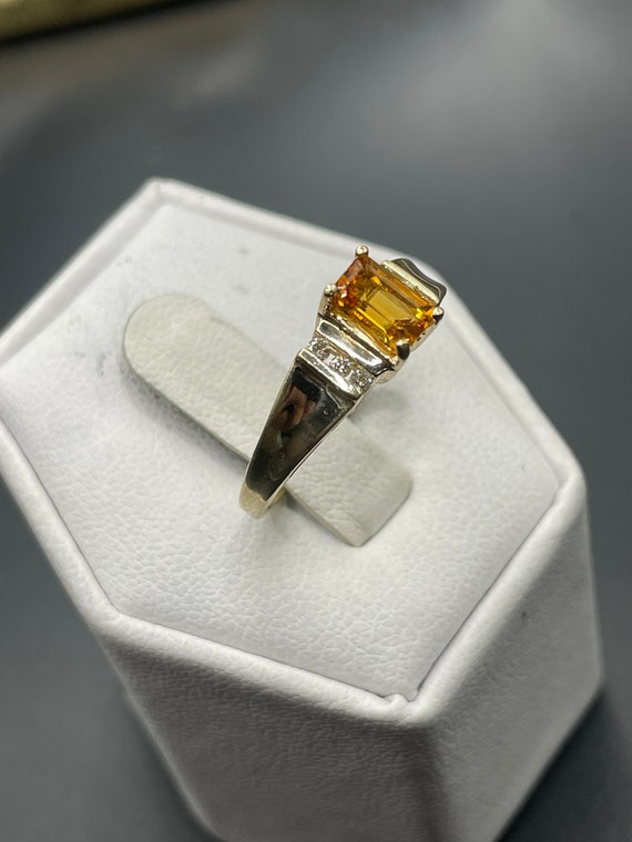 10 karat vintage, citrine and diamond ring - image 3
