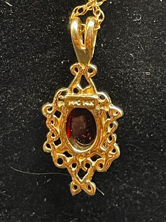 Antique cabochon ruby pendant with adjustable cha… - image 5