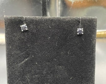 14 karat white gold, sapphire stud earrings