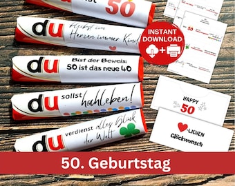 Download YOU ARE 50TH BIRTHDAY, 27 Duplo wrappers with sayings as a fun, creative gift, for men, women, colleagues, PDF file