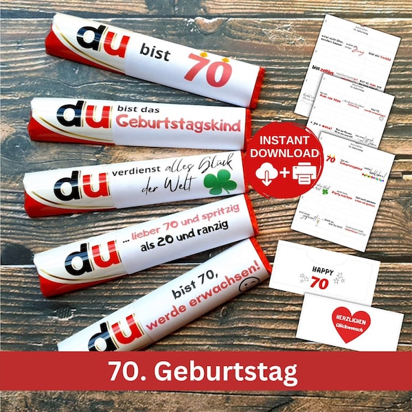 Download 70. Geburtstag, DU BIST Duplo Banderolen mit 27 Sprüchen als lustiges, Geschenk, Mama, Papa, Mann, Frau, Kollege, Kollegin