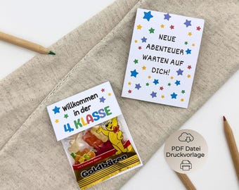 Print template welcome gift 4th grade new school year 1st day of school after holidays elementary school craft template teacher teachers fruit gum