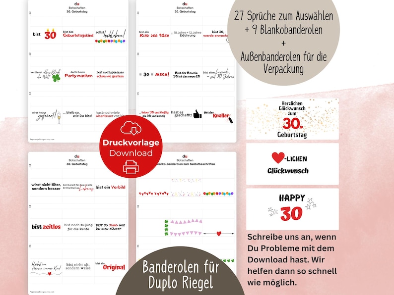 Download Duplo wrappers for a 30th birthday, woman/man, 27 "You are" sayings as a funny, creative gift, girlfriend/girlfriend/colleague image 2