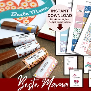 Download Merci banderoles as a thank you for the BEST MOM, chocolate packaging, 32 sayings, gift for Mother&#39;s Day, birthday for mom, grandma, mum