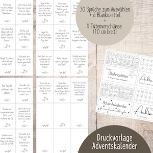 DIY Adventskalender mit 30 Achtsamkeitssprüchen + 6 Blanko-Karten als digitale Druckvorlage. Perfekt als liebevolles Geschenk für Mama, Freundin oder zum Selbermachen für eine achtsame Adventszeit.