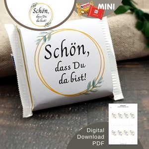 Download Banderole Schön, dass du da bist passend für Rittersport Mini, Gastgeschenk Hochzeit, Kommunion, Taufe, Konfirmation, Jugendweihe Bild 1