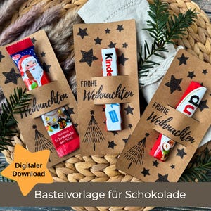 Frohe Weihnachten PDF Druckvorlage für Schokolade am Stiel, Schokoriegel, Mitgebsel, Wichtelgeschenk, Wichtel, Weihnachtsfeier, Tischdeko
