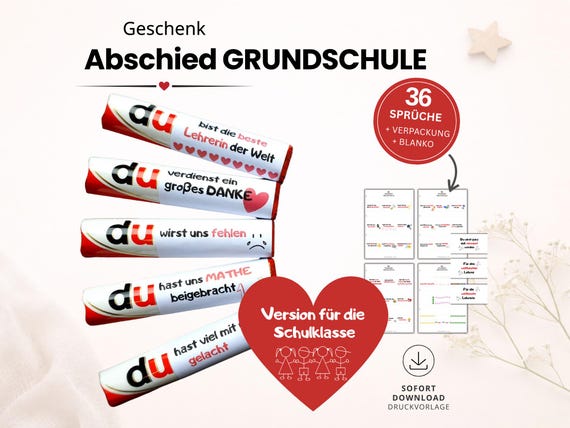 Download 27 Duplo Banderolen als Abschiedsgeschenk von Grundschule, Schule, Lehrerin, Lehrer, Danke, Abschied, Abschluss, Geschenkverpackung