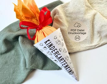 DIY Mini Candy Cone School Cone Welcome Gift Kindergarten Kita Print Template DIY Template for Printing and Crafting PDF Download