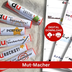 Download Duplo Banderolen, MUT Macher für Kinder, 27 Affirmationen, Grundschule, Schule, Schultüte, Kindergeburtstag Mitgebsel, Deko Party