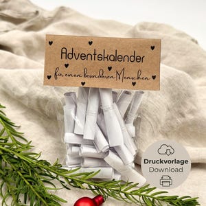 DIY Adventskalender / Instandt Download bzw. digitale Druckvorlage mit 30 Achtsamkeitssprüchen + 6 Blanko-Karten. Perfekt als liebevolles Geschenk für Mama, Freundin oder zum Selbermachen für eine achtsame Adventszeit.
